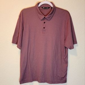 Travis Mathew Striped Burgundy Golf Polo Mens Size Large